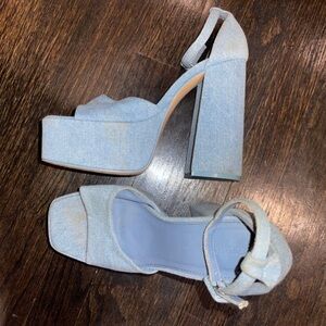 Forever 21 Light Blue Denim Platform Heels